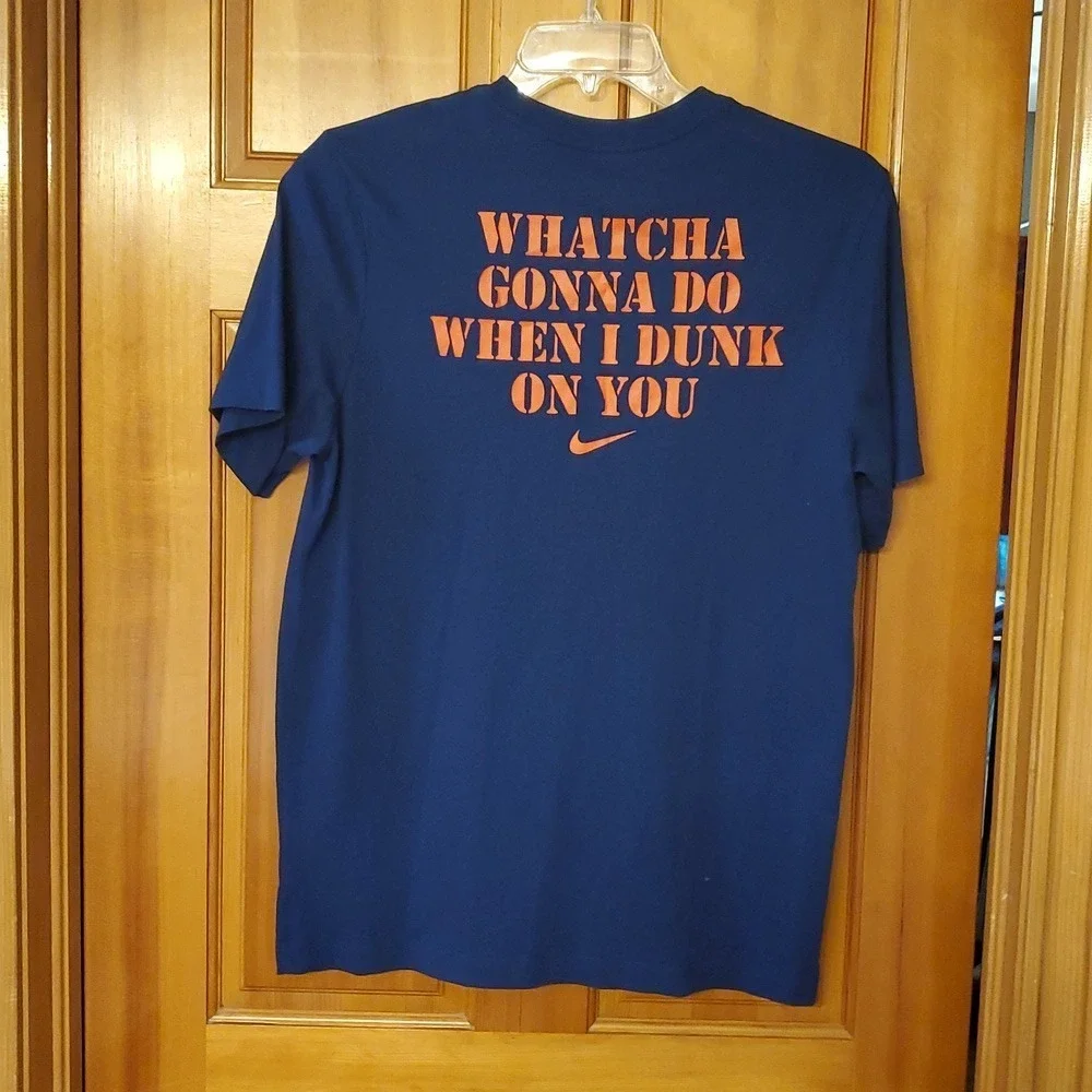 Nike Mens Navy DUNK ON YOU Short Sleeve Dri-Fit‎ Basketball Shirt Size Medium